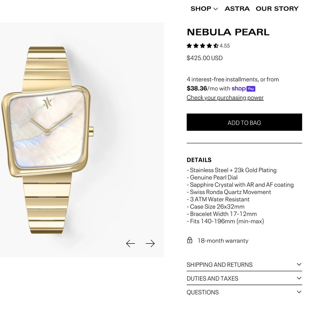VANNA Nebula Pearl Watch